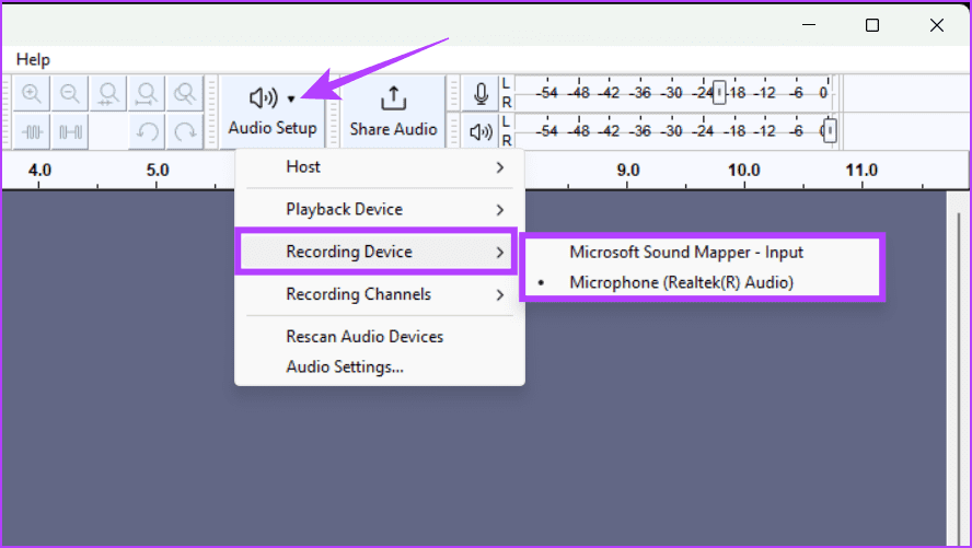 Select-the-Audio-Setup-button-go-to-Recording-Device-and-choose-a-device 3 طرق لتسجيل الصوت على Windows 11