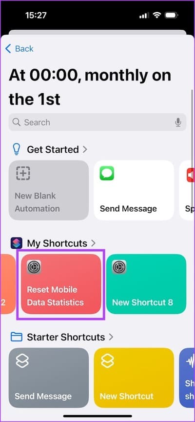 Select-the-Shortcut كيفية التحقق من استخدام البيانات شهريًا أو يوميًا على iPhone