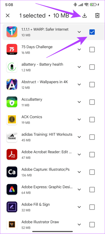 Select-the-app-and-then-tap-the-download-button كيفية استرداد التطبيقات والألعاب المحذوفة على Android