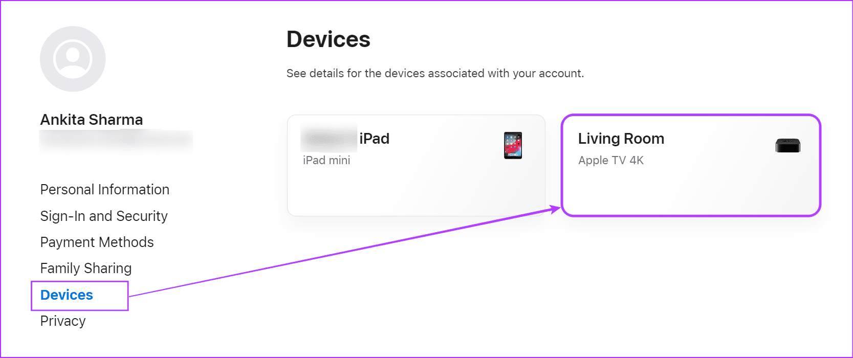 Select-the-device 7 طرق للعثور على الرقم التسلسلي لـ Apple TV