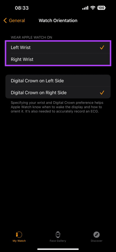 Select-wrist 7 طرق لإصلاح عدم عمل تتبع الدورة الشهرية على Apple Watch
