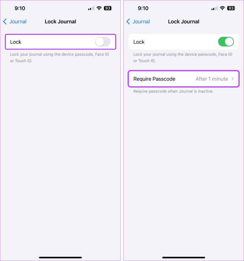 Set-Journal-app-lock-1916x2048-1 6 طرق لإصلاح فقدان أو عدم عمل تطبيق Journal على iOS 17
