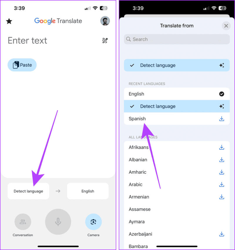 Set-a-Language-to-Use-Conversation-Mode كيفية استخدام تطبيق Google Translate على iPhone