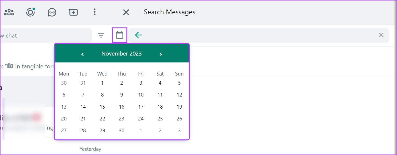 Set-the-date كيفية البحث عن الرسائل على WhatsApp