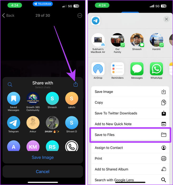 Share-Sheet-on-iPhone-1 كيفية العثور على الملفات التي تم تنزيلها في Telegram على أجهزة Android وiPhone وMac