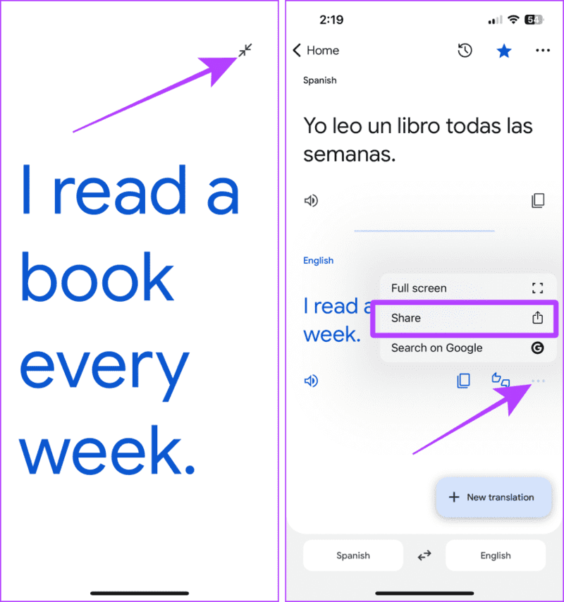Share-Translated-Text-on-iPhone كيفية استخدام تطبيق Google Translate على iPhone