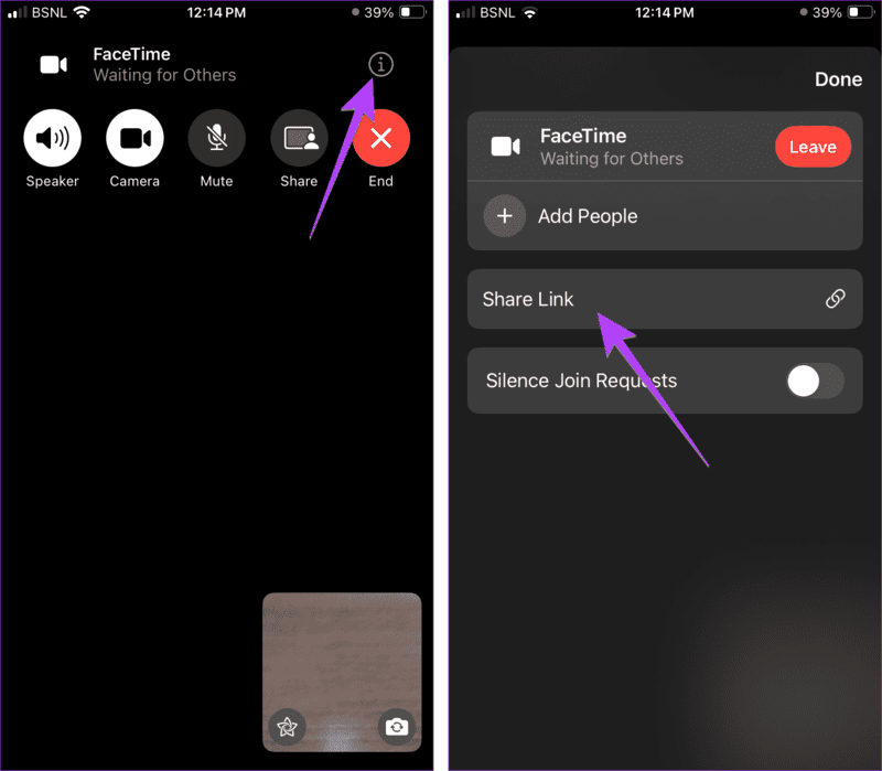 Share-facetime-call-link-during-a-call-iphone كيفية إرسال رابط FaceTime إلى Android وWindows