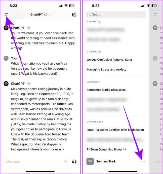 Side-Menu-ChatGPT-App-1 ما هو ChatGPT Voice وكيفية استخدامه على هاتفك المحمول