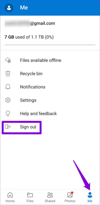 Sign-Out-of-OneDrive-on-Android-1-500x1024-1 أفضل 9 إصلاحات لعدم مزامنة تطبيق OneDrive على Android وiPhone