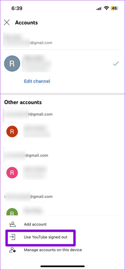 Sign-Out-of-YouTube-App-1 أفضل 10 إصلاحات لعدم إمكانية نشر التعليقات على مقاطع الفيديو على YouTube