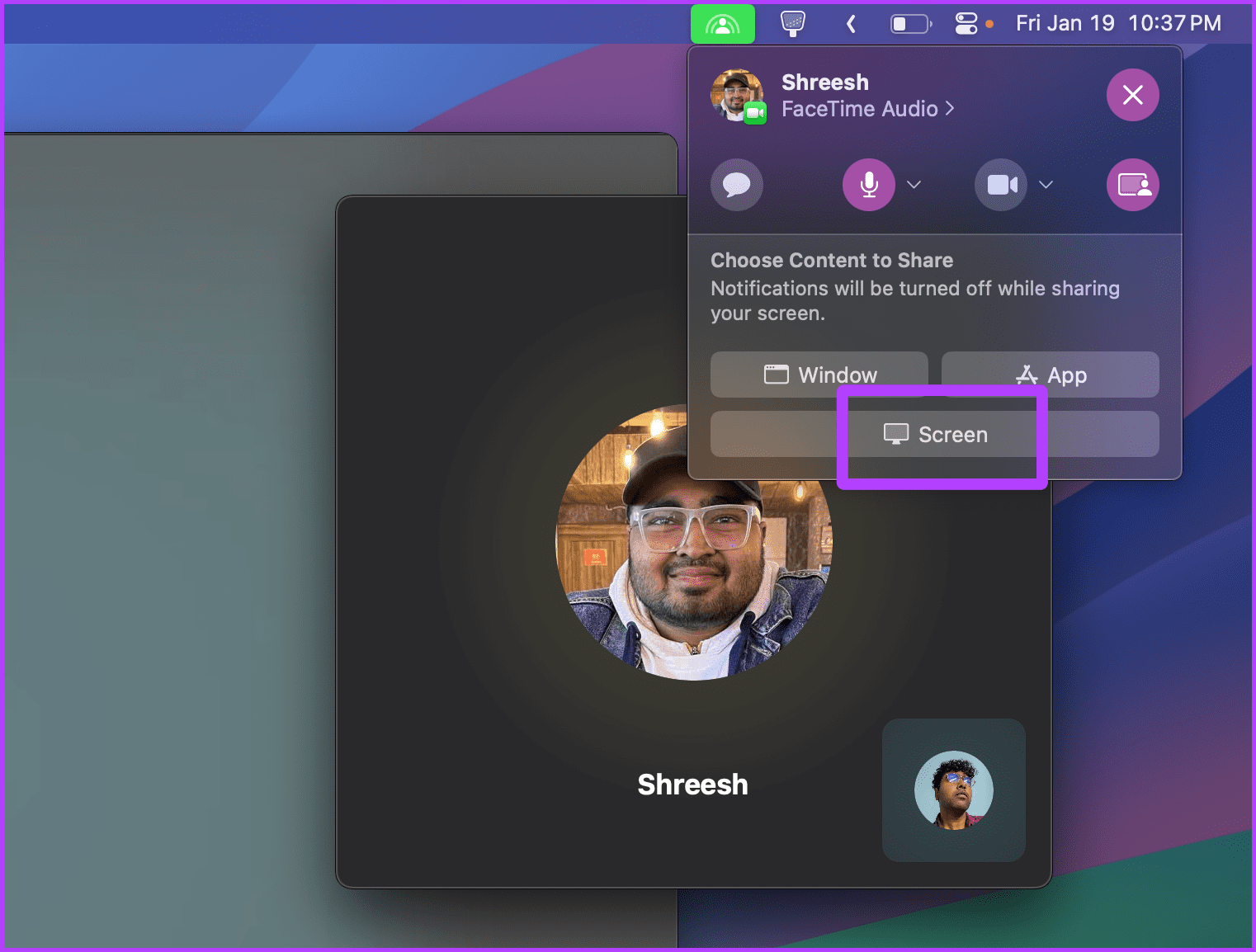 Start-Sharing-Your-Own-Screen كيفية مشاركة شاشتك في FaceTime على iPhone وiPad وMac