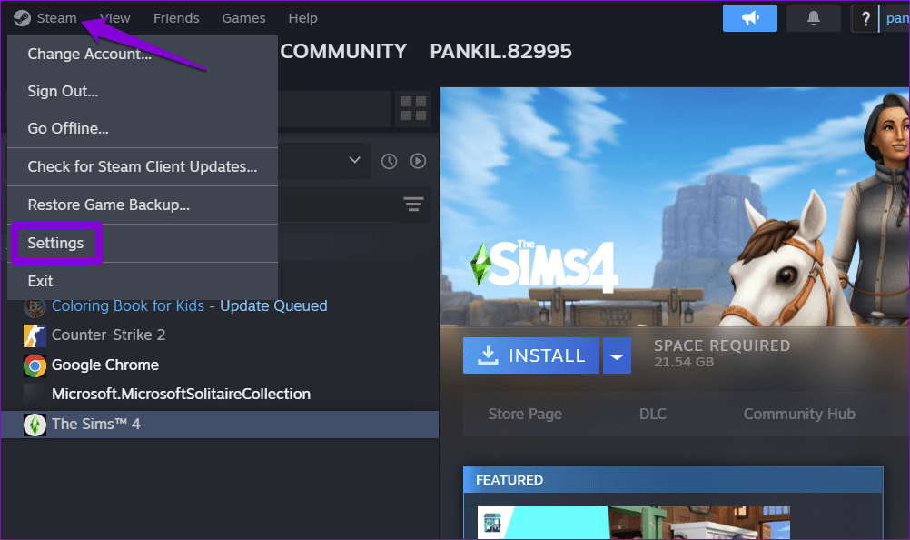 Steam-Settings-on-Windows أفضل 6 إصلاحات لعدم عرض للألعاب المثبتة في المكتبة على Steam في Windows