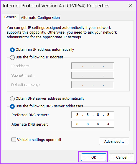 Switch-to-a-Different-DNS-Server-3 أفضل 8 طرق لإصلاح "رمز خطأ Roblox 610" في Windows 11