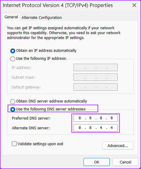 Switch-to-a-Different-DNS-Server أفضل 8 طرق لإصلاح "رمز خطأ Roblox 610" في Windows 11