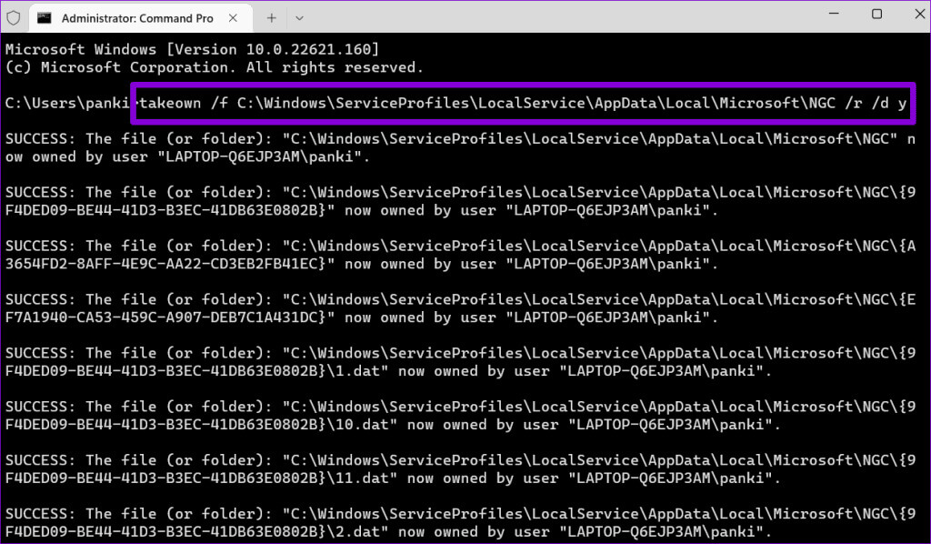 Take-Ownership-of-Ngc-Folder-1-1024x598-1 أفضل 6 إصلاحات لخطأ "حدث خطأ ما" على Windows Hello