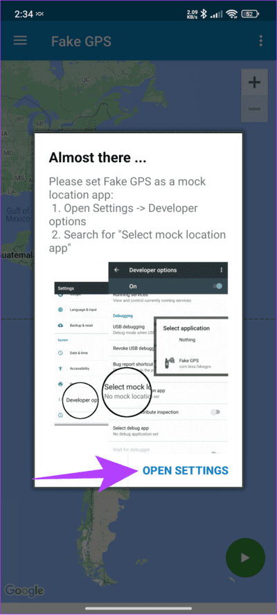 Tap-Open-Settings كيفية إرسال المواقع الحالية والمباشرة المزيفة على WhatsApp