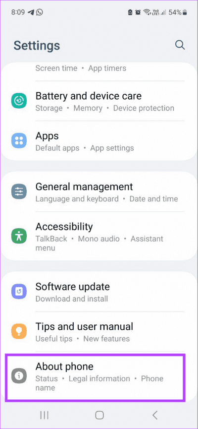 Tap-on-About-phone-1 لماذا أتلقى إشعارًا بفصل/اتصال موصل USB على Android (بما في ذلك Samsung)