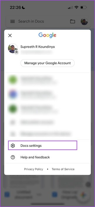 Tap-on-Docs-Settings كيفية استخدام Google Docs في وضع عدم الاتصال على سطح المكتب والهاتف المحمول