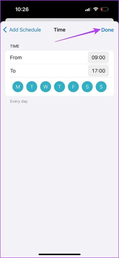 Tap-on-Done-Schedule كيفية إيقاف تشغيل الإشعارات للتطبيقات على iPhone