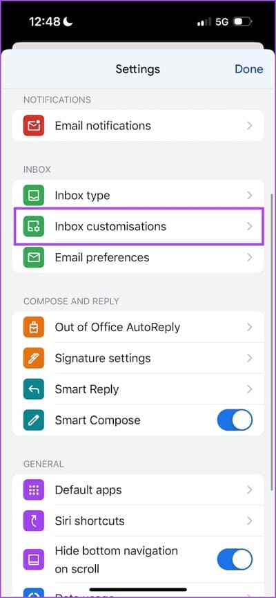 Tap-on-Inbox-Customizations كيفية حذف المجلدات أو التسميات في Gmail