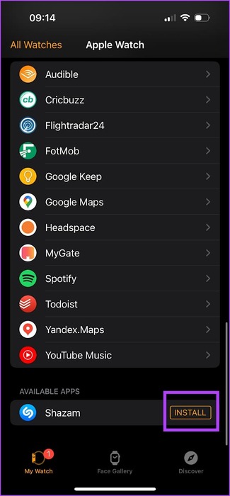 Tap-on-Install-next-to-Shazam كيفية استخدام Shazam على Apple Watch