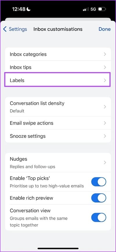 Tap-on-Labels كيفية حذف المجلدات أو التسميات في Gmail