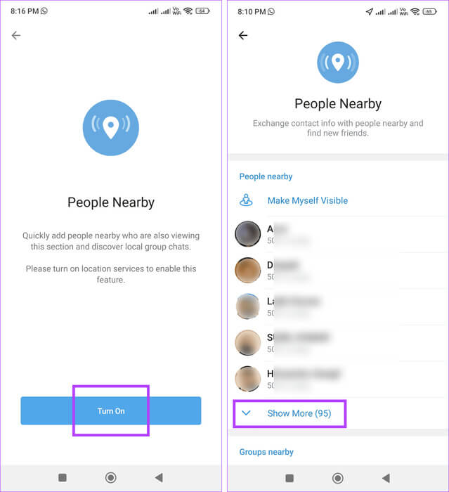 Tap-on-show-more 6 طرق للبحث عن الأشخاص على Telegram
