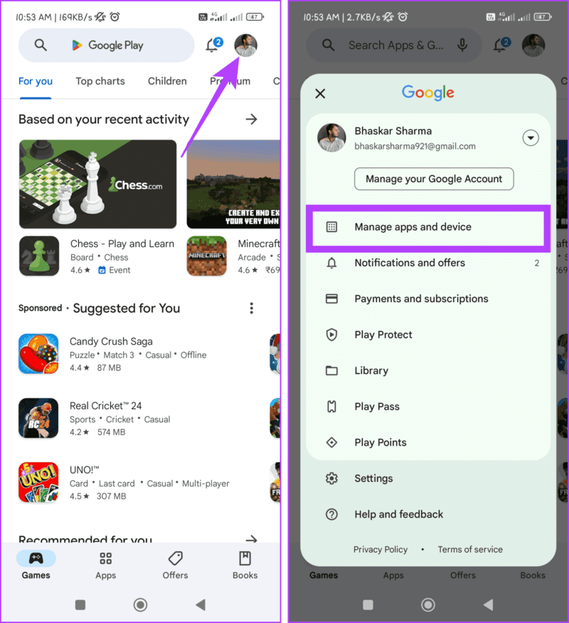 Tap-your-profile-picture-and-choose-Manage-apps-device-1405x1536-1 7 إصلاحات لمشكلة "لا يمكن الاتصال بالحسابات المعطلة" على Instagram