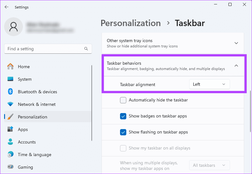 Taskbar-allignment أفضل 7 طرق لجعل Windows 11 يبدو مثل Windows 10