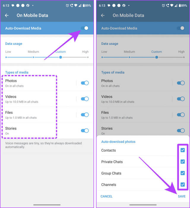 Telegram-Auto-Download-Media-Settings-Android كيفية العثور على الملفات التي تم تنزيلها في Telegram على أجهزة Android وiPhone وMac