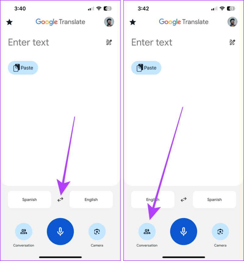 Toggle-Between-Languages-in-Google-Translate-App كيفية استخدام تطبيق Google Translate على iPhone