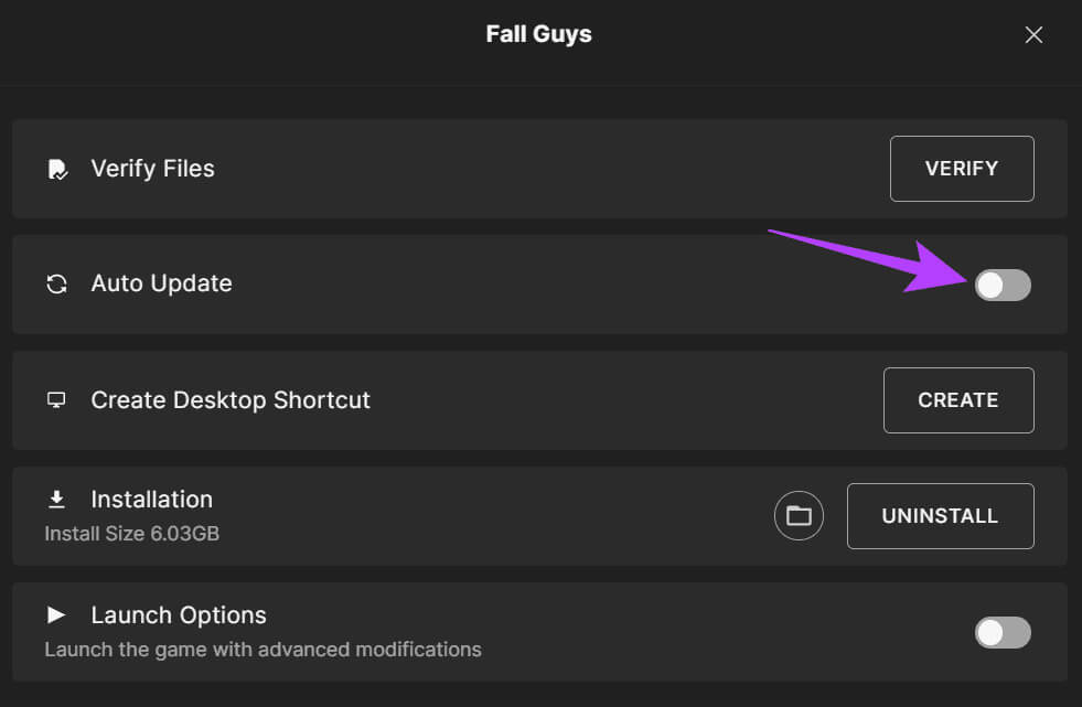 Toggle-off-Auto-Updates كيفية تحديث Epic Games Launcher وألعابه على Windows