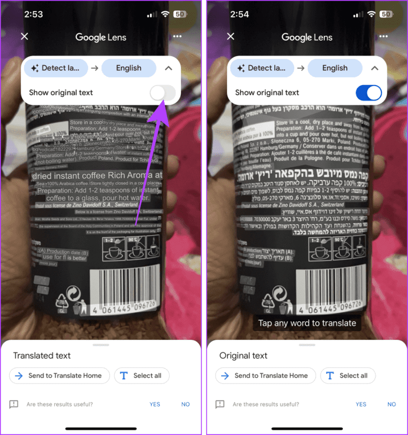 Toogle-Between-Original-Language-and-Translated-One كيفية استخدام تطبيق Google Translate على iPhone