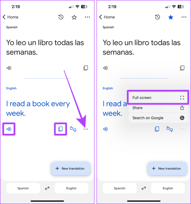 Translate-and-Show-it-in-Full-Screen كيفية استخدام تطبيق Google Translate على iPhone
