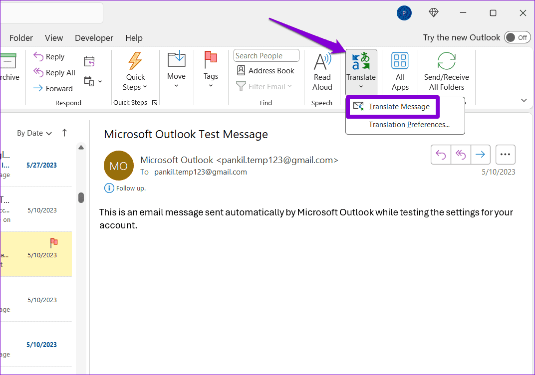 Translation-Email-Message-in-Outlook-for-Desktop-1 كيفية ترجمة رسائل البريد الإلكتروني في Microsoft Outlook