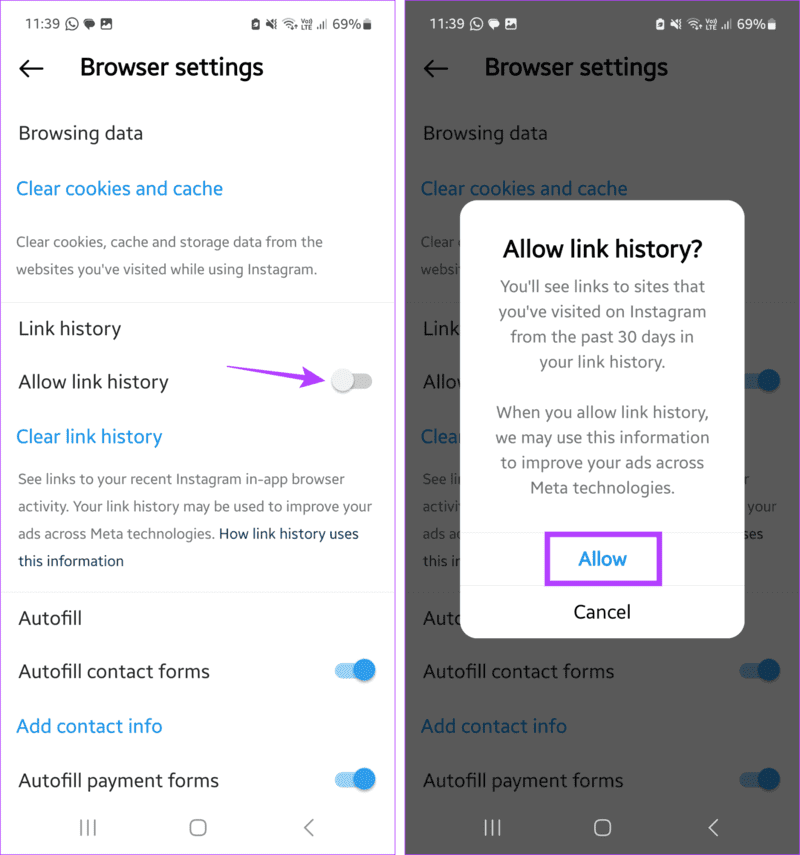 Turn-Link-History-on-1916x2048-1 كيفية إيقاف تشغيل سجل الروابط على Instagram