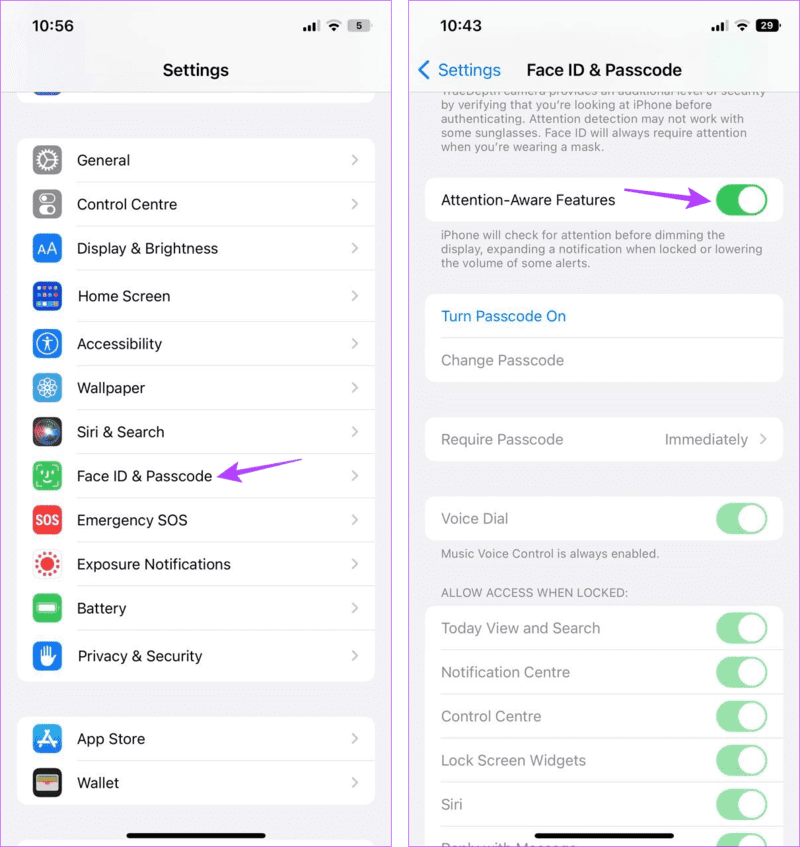 Turn-Off-Attention-Aware 11 طريقة لإصلاح مشكلة عمل الإنذار بدون صوت على iPhone