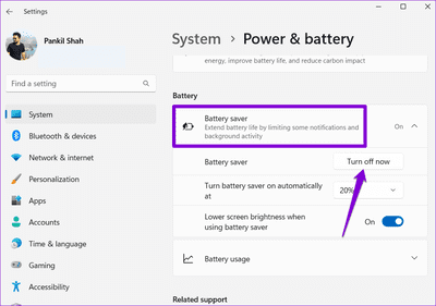 Turn-Off-Battery-Saver-on-Windows-11-1 أفضل 6 إصلاحات لعدم عمل إشعارات Google Drive على الهاتف المحمول وسطح المكتب