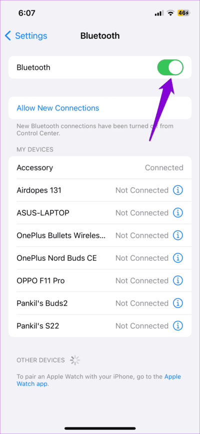 Turn-Off-Bluetooth-on-iPhone-1-710x1536-1 أفضل 7 إصلاحات لبدء تشغيل تلقائي لـ Apple Music على iPhone