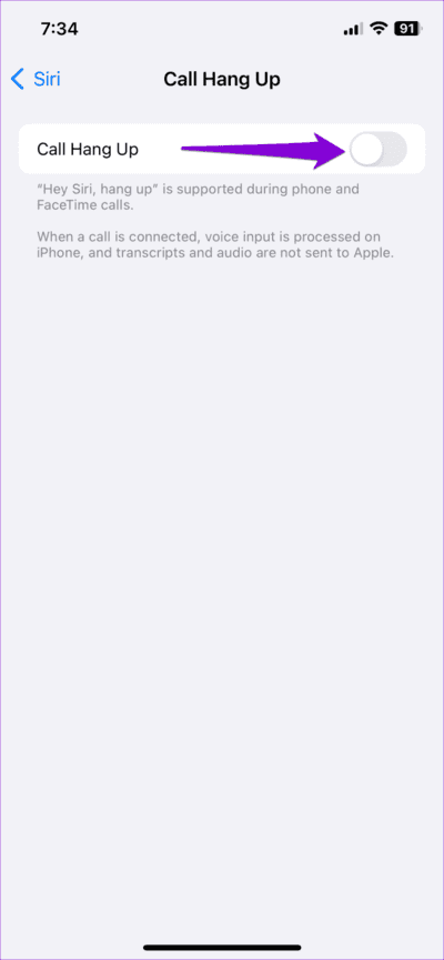 Turn-Off-Siri-Call-Hangup-on-iPhone-710x1536-1 أفضل 10 إصلاحات لاستمرار فقد اتصال المكالمات على جهاز iPhone