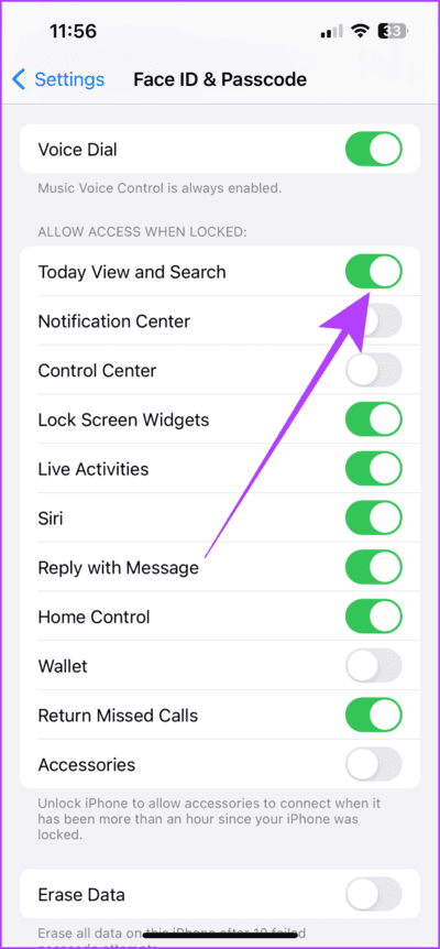 Turn-On-Todays-View-and-Search-1-713x1536-1 4 طرق لإضافة وتخصيص الساعة على شاشة قفل iPhone