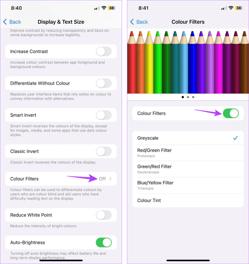 Turn-off-Color-Filters-iPhone 7 طرق لإصلاح مشكلة اضطراب وتشوه ألوان شاشة iPhone