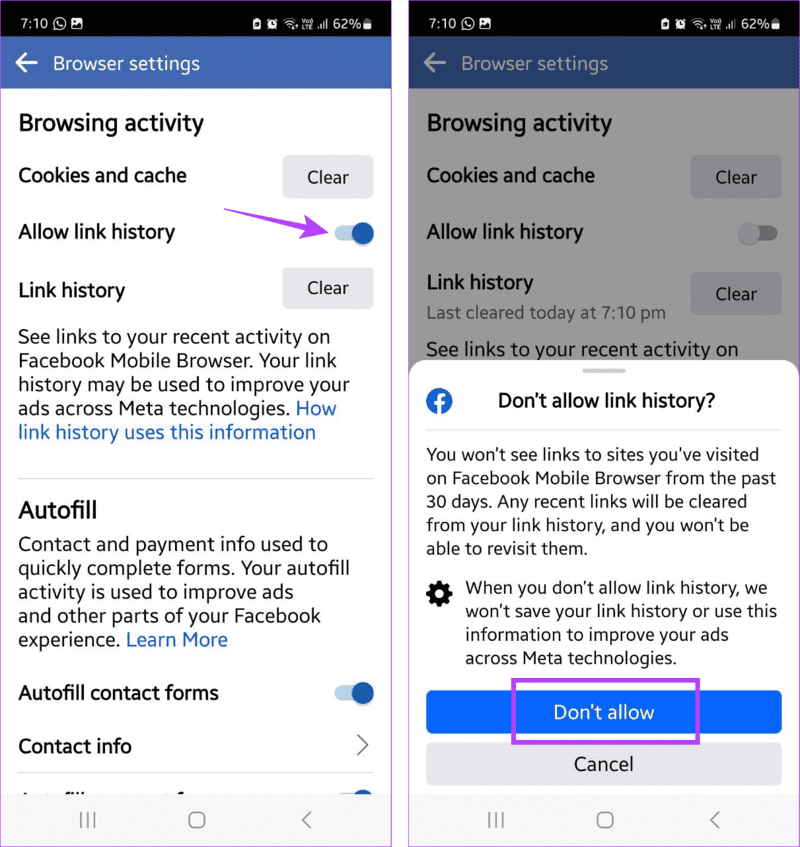 Turn-off-link-history كيفية إيقاف تشغيل سجل الروابط في Facebook على هاتفك المحمول