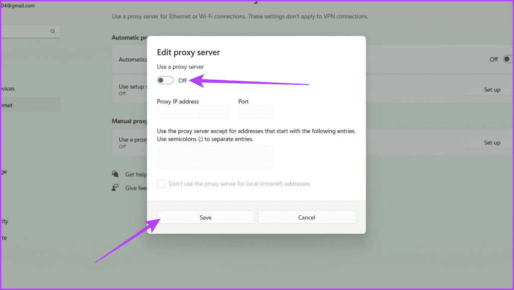 Turn-off-the-button-below-Use-a-proxy-server-and-click-Save-1024x578-1 8 طرق لإصلاح عدم عمل ملف المضيفين على Windows