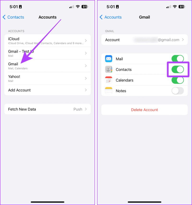 Turn-on-Google-Contacts-on-iPhone-1 4 طرق لإزالة "ربما" من جهات اتصال iPhone