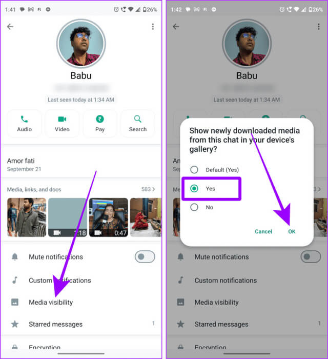 Turn-on-Media-Visibility-for-a-Chat-in-WhatsApp-on-Android-768x840-1 كيفية حفظ صور/فيديوهات WhatsApp في المعرض على iPhone وAndroid وWeb