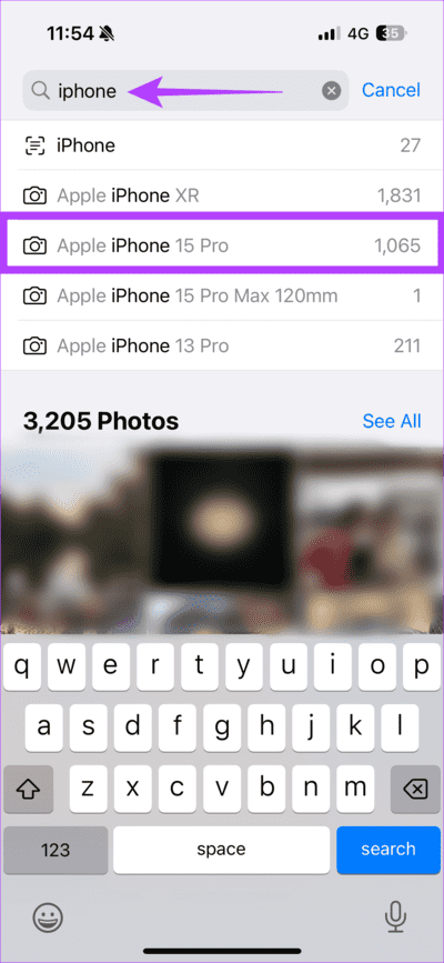 Type-iPhone-Search-Bar كيفية عرض صور الكاميرا فقط على iPhone