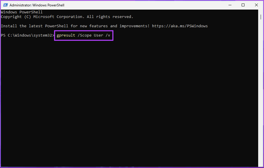 Type-or-copy-paste-the-below-command كيفية معرفة سياسات نهج المجموعة المطبقة على Windows 11