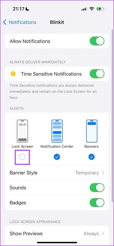 Uncheck-Lockscreen كيفية إيقاف تشغيل الإشعارات للتطبيقات على iPhone