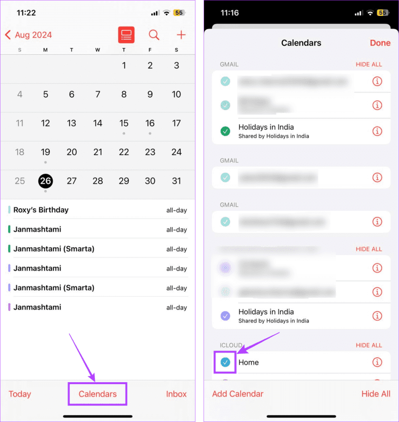 Uncheck-the-option كيفية إضافة ورؤية أعياد الميلاد على تقويم iPhone